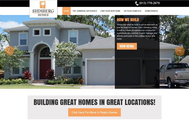 BrixTec Web Solutions Project - a WordPress Business Website - Shimberg Homes